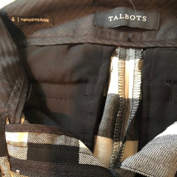Talbots, Wool blend, black and white plaid trouser, w/ cropped ankle, Sz 4, EUC - Picture 4 of 8